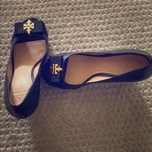 ❌❌SOLD❌❌ Tory Burch Peep Toe Black Wedges Size 7.5